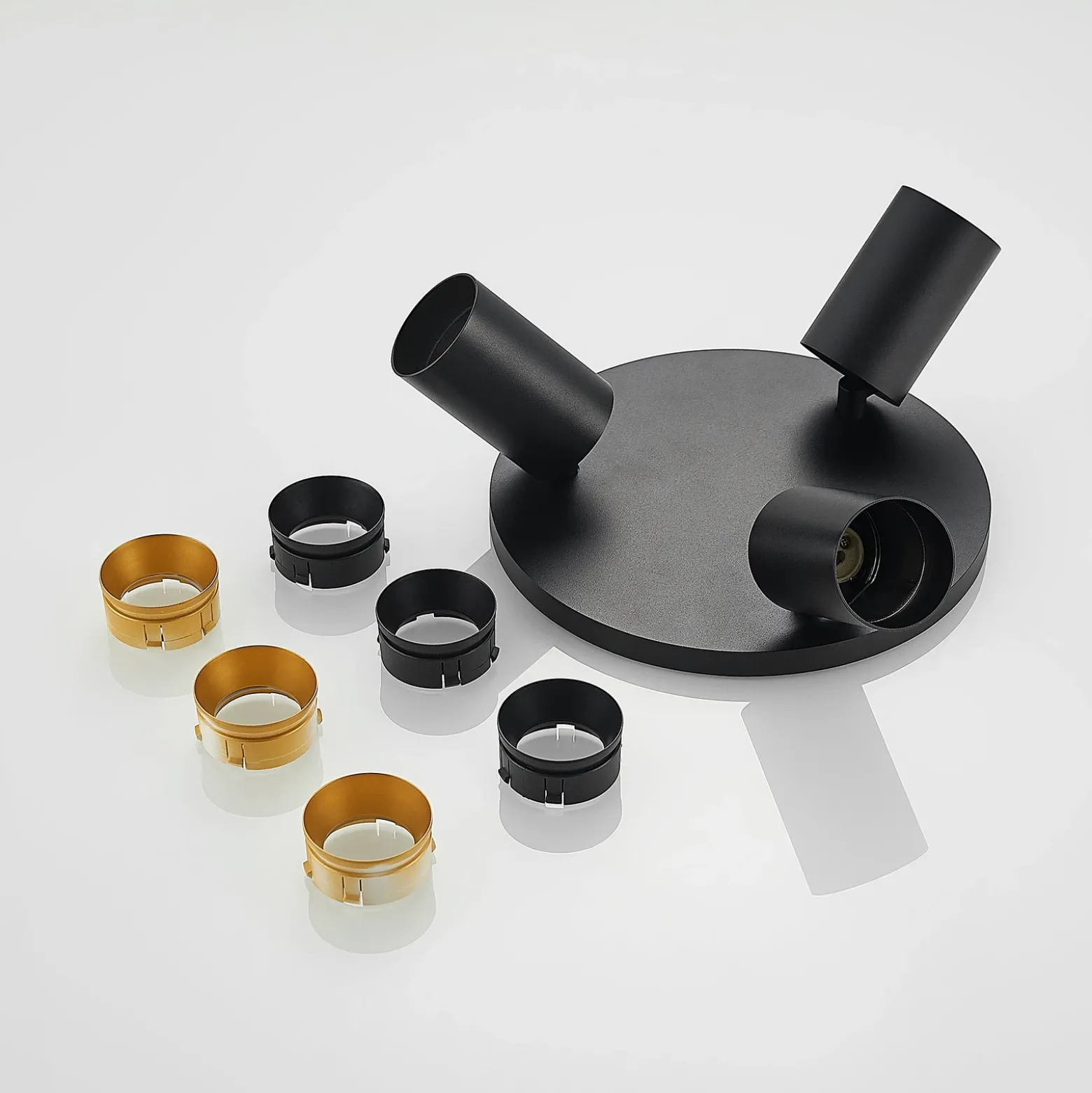 Arcchio Foco Brinja, negro, redondo, Ø 6 cm, 3 luces, GU10
