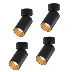 Arcchio foco Brinja, set de 4, negro, redondo, Ø 6cm, GU10
