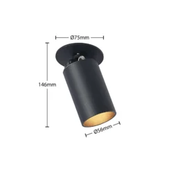 Arcchio foco empotrable Davin, negro, cilindro, lote de 3
