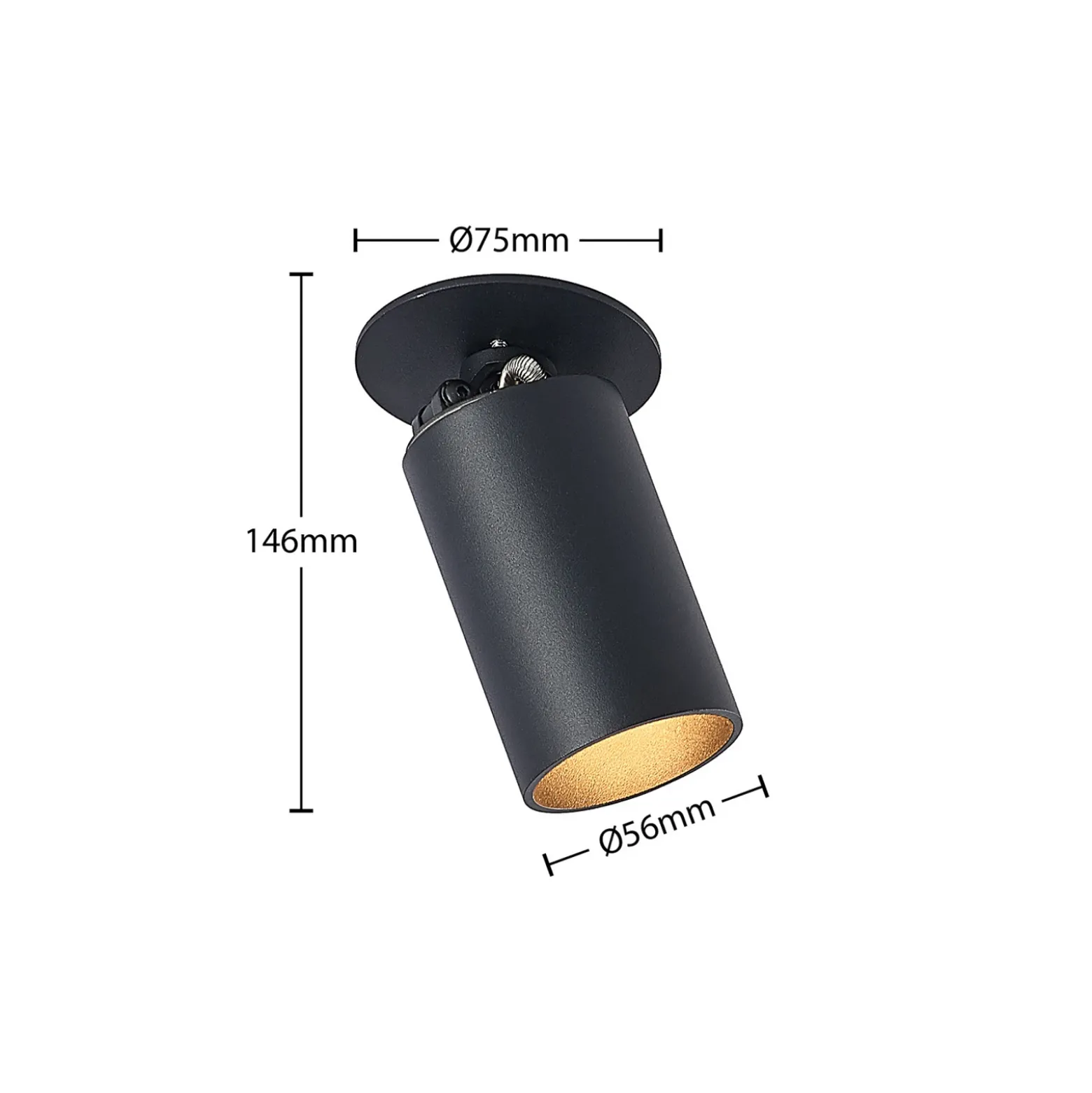 Arcchio foco empotrable Davin, negro, cilindro, lote de 3