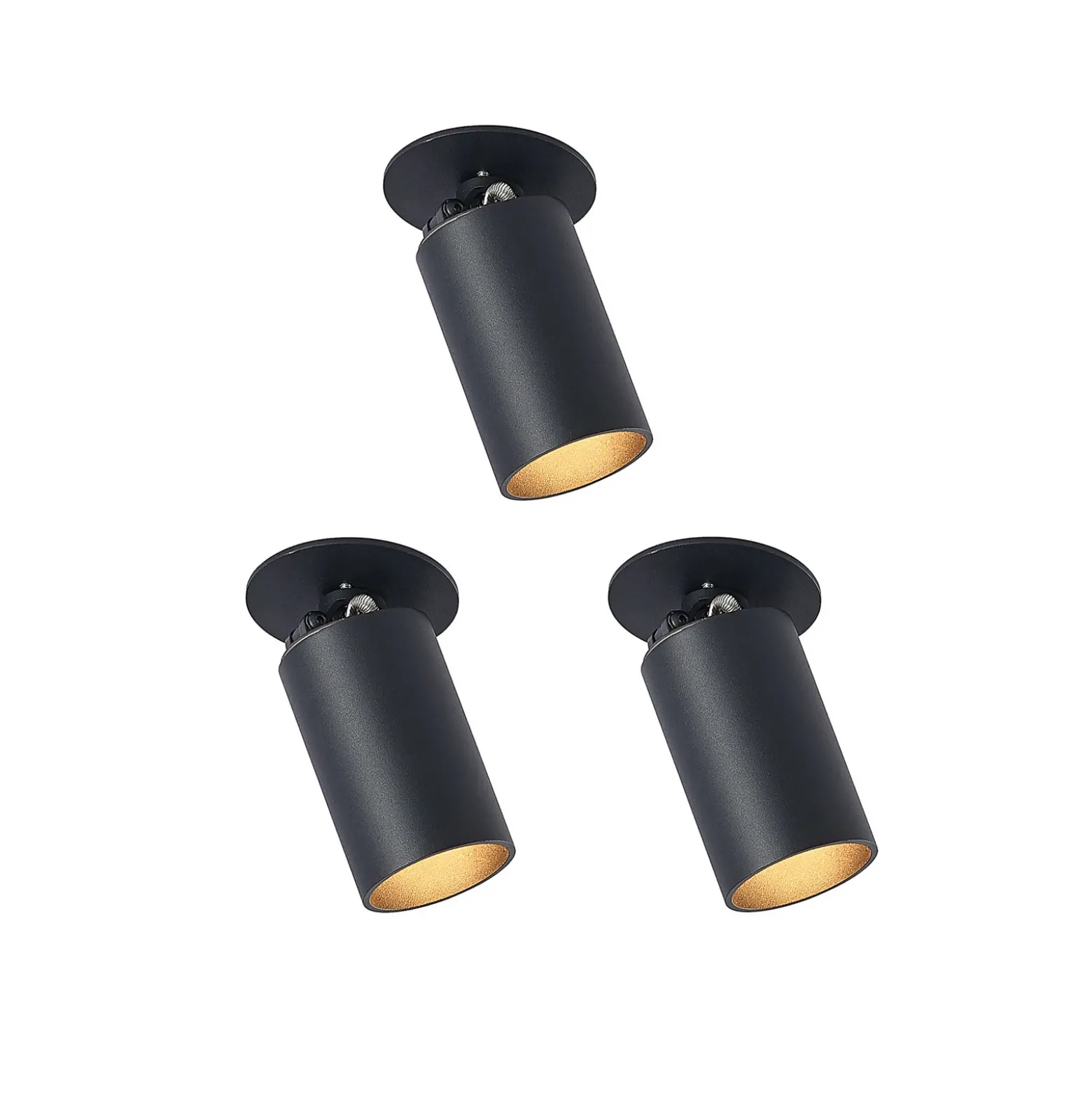 Arcchio foco empotrable Davin, negro, cilindro, lote de 3