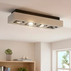 Arcchio foco Vince, 47 cm, 4 luces, blanco/cromo, GU10