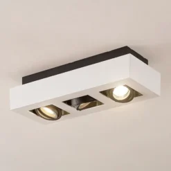 Arcchio foco Vince, 36 cm, 3 luces, blanco/negro, GU10