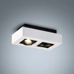 Arcchio foco Vince, 25 cm, 2 luces, blanco/negro, GU10