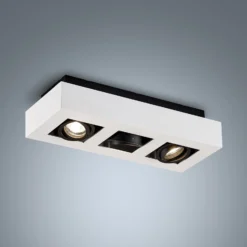 Arcchio foco Vince, 36 cm, 3 luces, blanco/negro, GU10