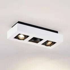 Arcchio foco Vince, 36 cm, 3 luces, blanco/negro, GU10