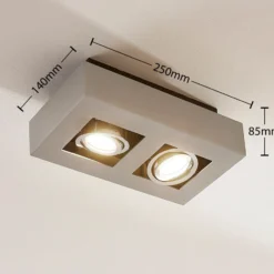 Arcchio foco Vince, 25 cm, 2 luces, plata, GU10