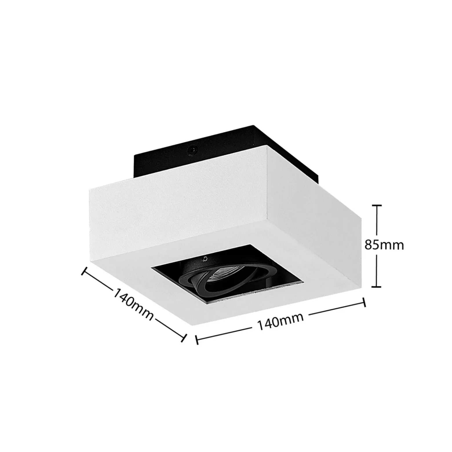 Arcchio foco Vince, 14 x 14 cm, blanco/negro, GU10