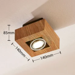 Arcchio foco Vince, 14 x 14 cm, color madera, metal, GU10