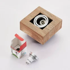 Arcchio foco Vince, 14 x 14 cm, color madera, metal, GU10