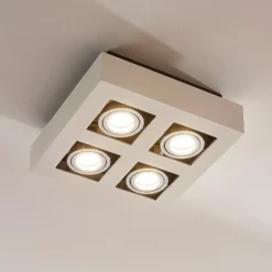Arcchio foco Vince, 25 x 25 cm, 4 luces, blanco/cromo, GU10