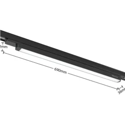 Arcchio Harlow lámpara de riel LED, negra, 69 cm, 4.000 K