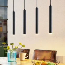 Arcchio Kammeron lámpara colgante LED, negro, metal, 80 cm
