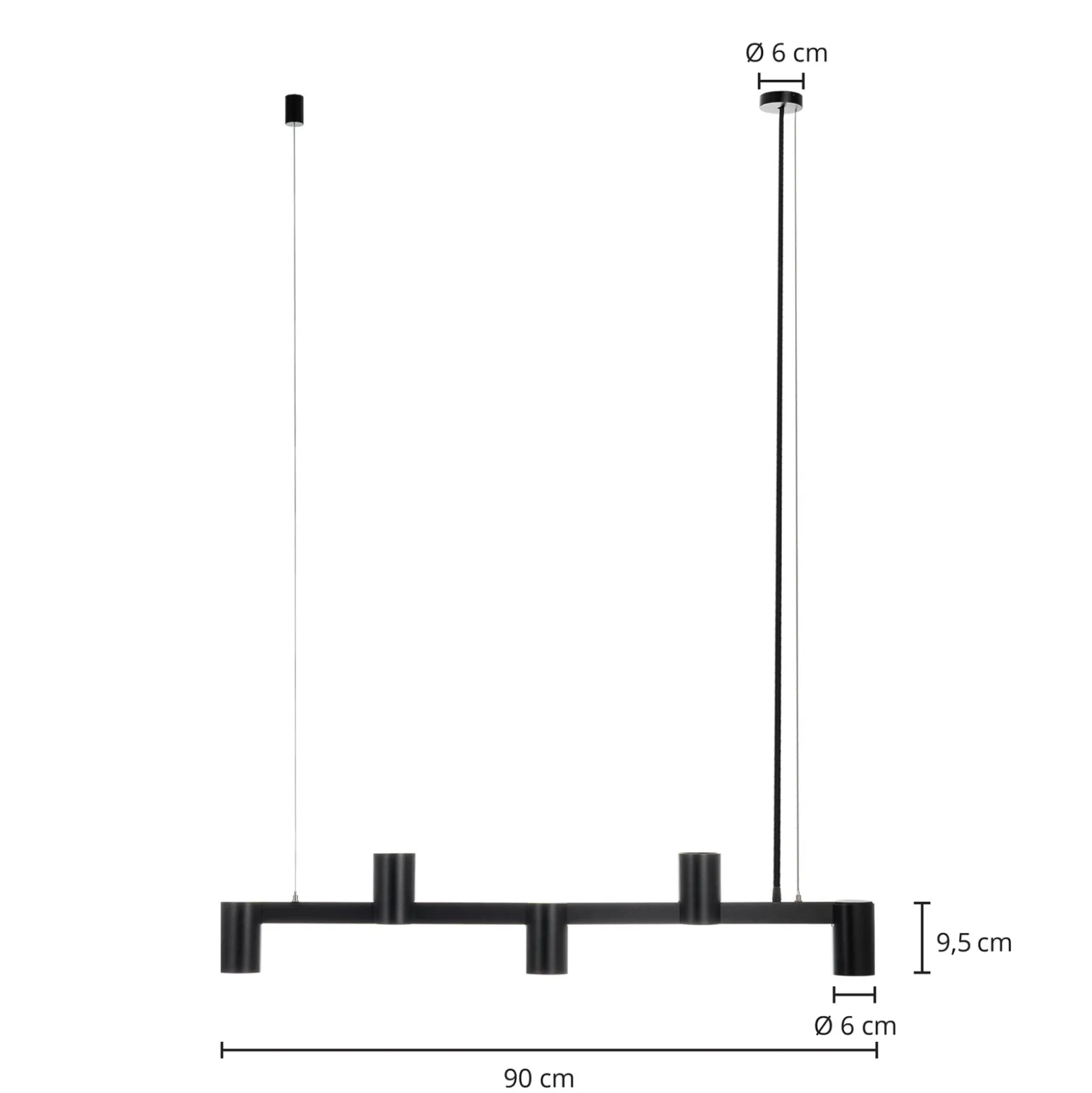 Arcchio Lámpara colgante Brinja, negro, 120 cm, 5 luces, GU10