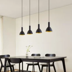Arcchio Lámpara colgante Cosmina, 4 luces, longitud 120 cm, negro