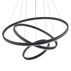 Arcchio lámpara colgante LED Albiona, negra, 3 anillos, Ø 80 cm