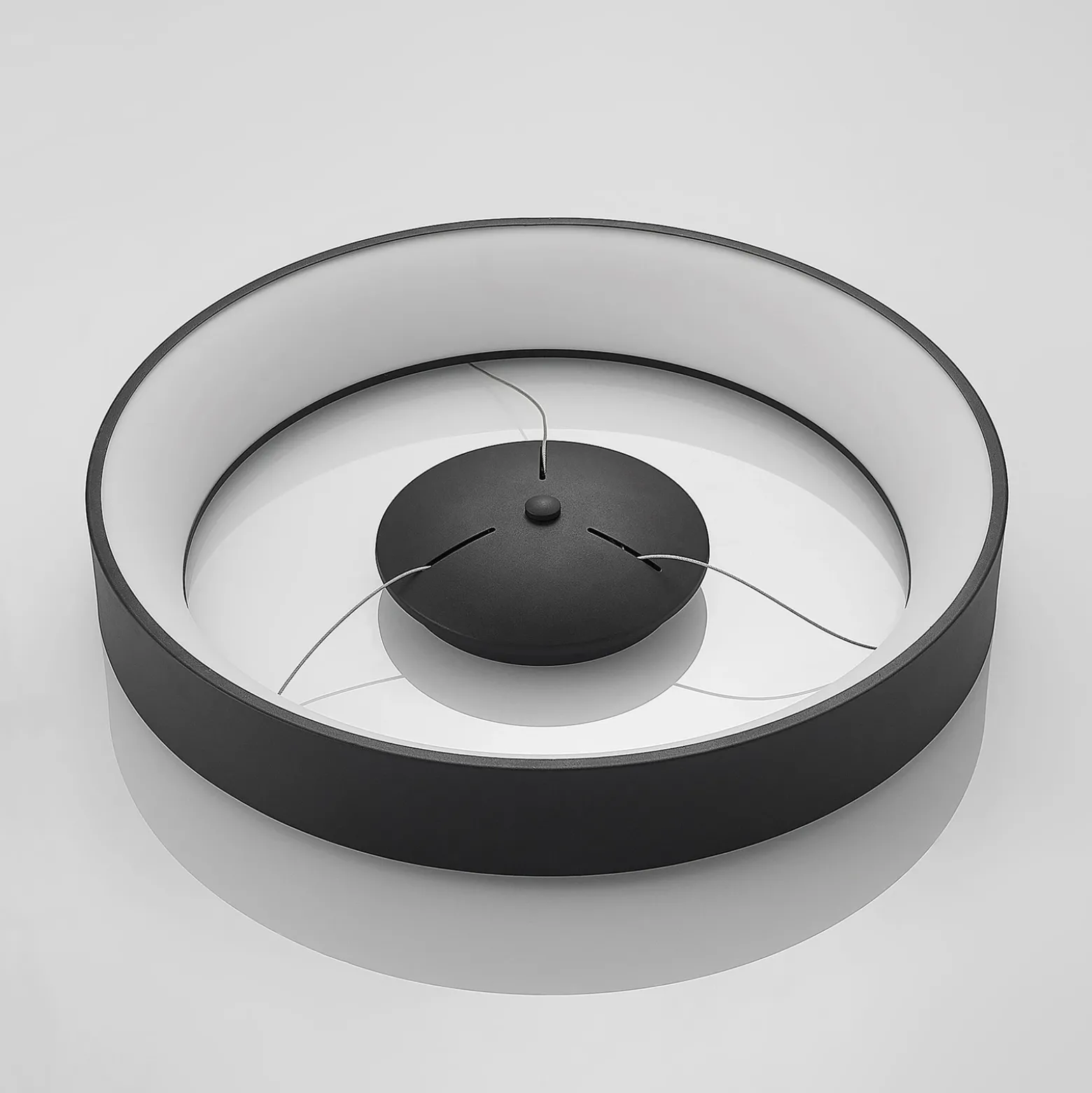 Arcchio Lámpara colgante LED Aleksi, Ø 60 cm, negra, metal, CCT