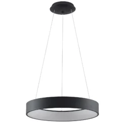 Arcchio Lámpara colgante LED Aleksi, Ø 60 cm, negra, metal, CCT
