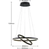 Arcchio lámpara colgante LED Albiona, negra, 2 anillos, Ø 60 cm