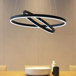 Arcchio lámpara colgante LED Albiona, negra, 2 anillos, Ø 60 cm