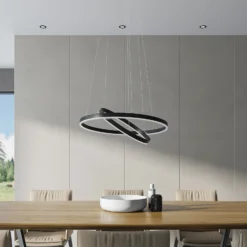 Arcchio lámpara colgante LED Albiona, negra, 2 anillos, Ø 60 cm