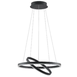 Arcchio lámpara colgante LED Albiona, negra, 2 anillos, Ø 60 cm