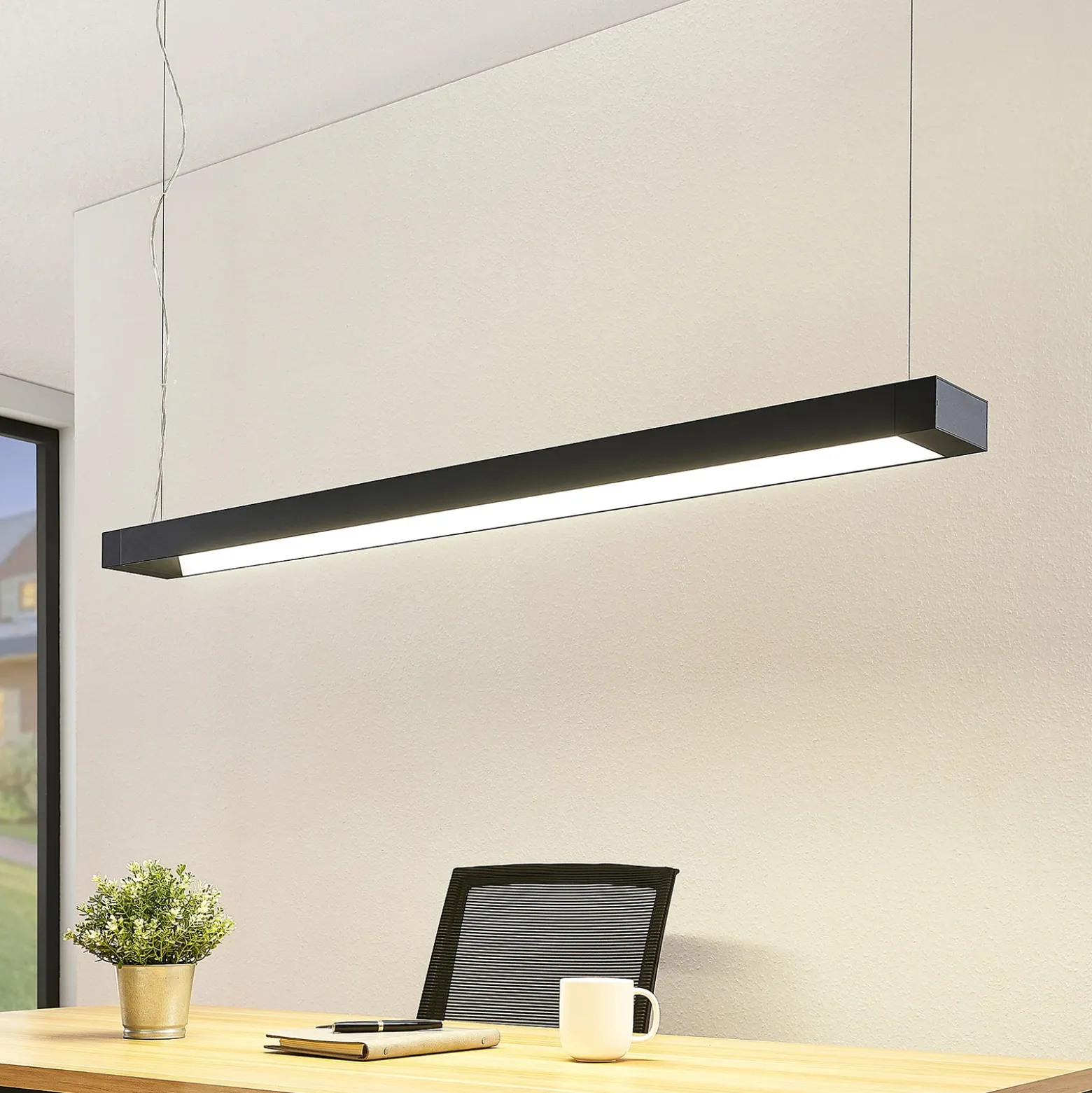Arcchio lámpara colgante LED Cuna, negro, 122cm, metal