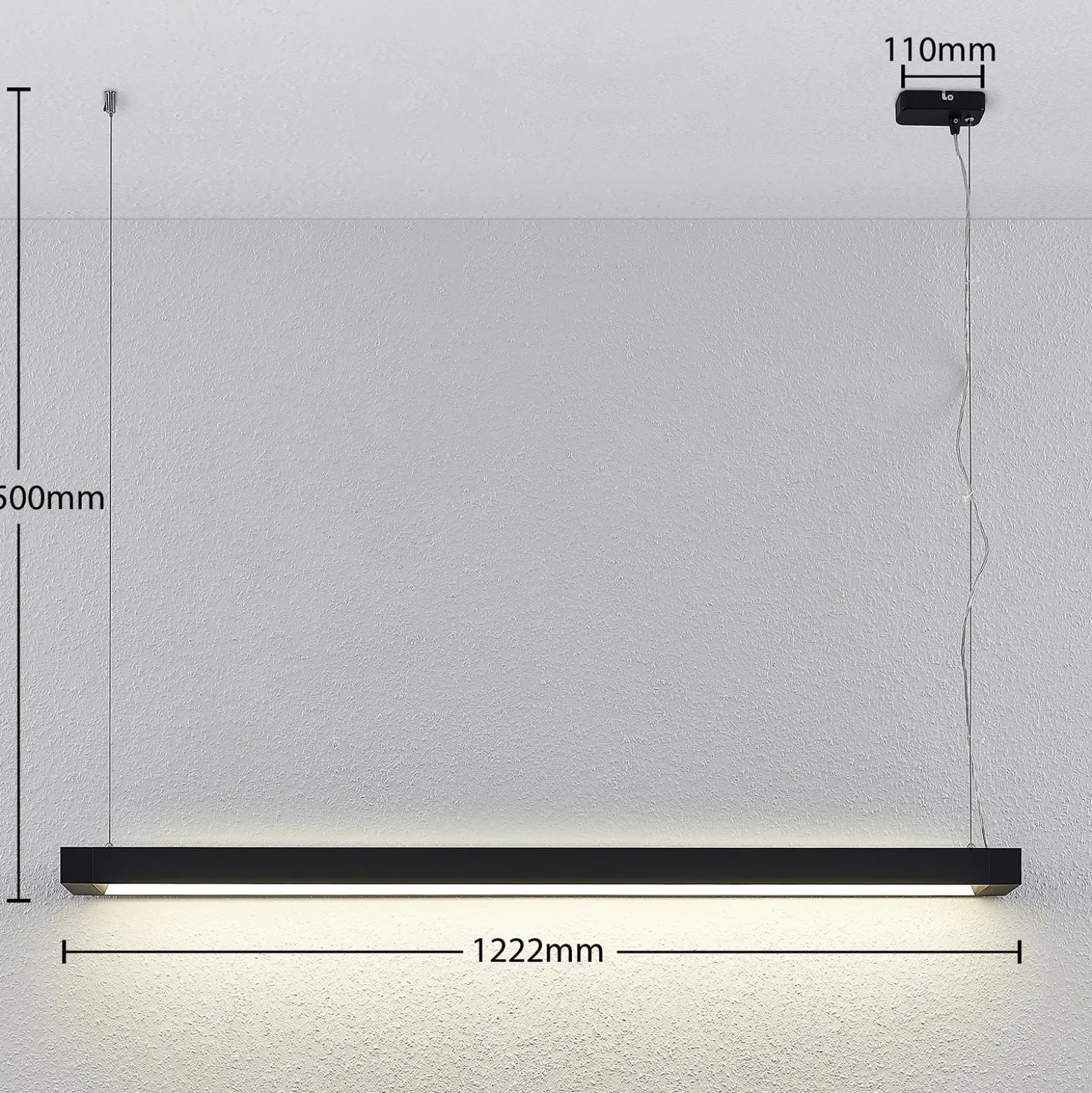 Arcchio lámpara colgante LED Cuna, negro, 122cm, metal