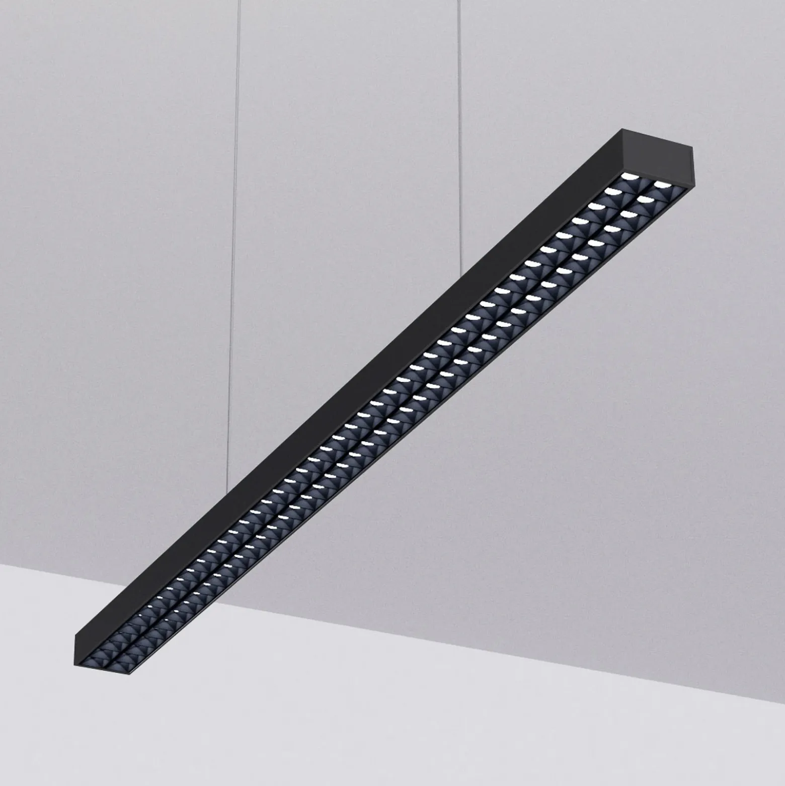 Arcchio lámpara colgante LED de oficina Jolinda, negra, 118cm, arriba/abajo