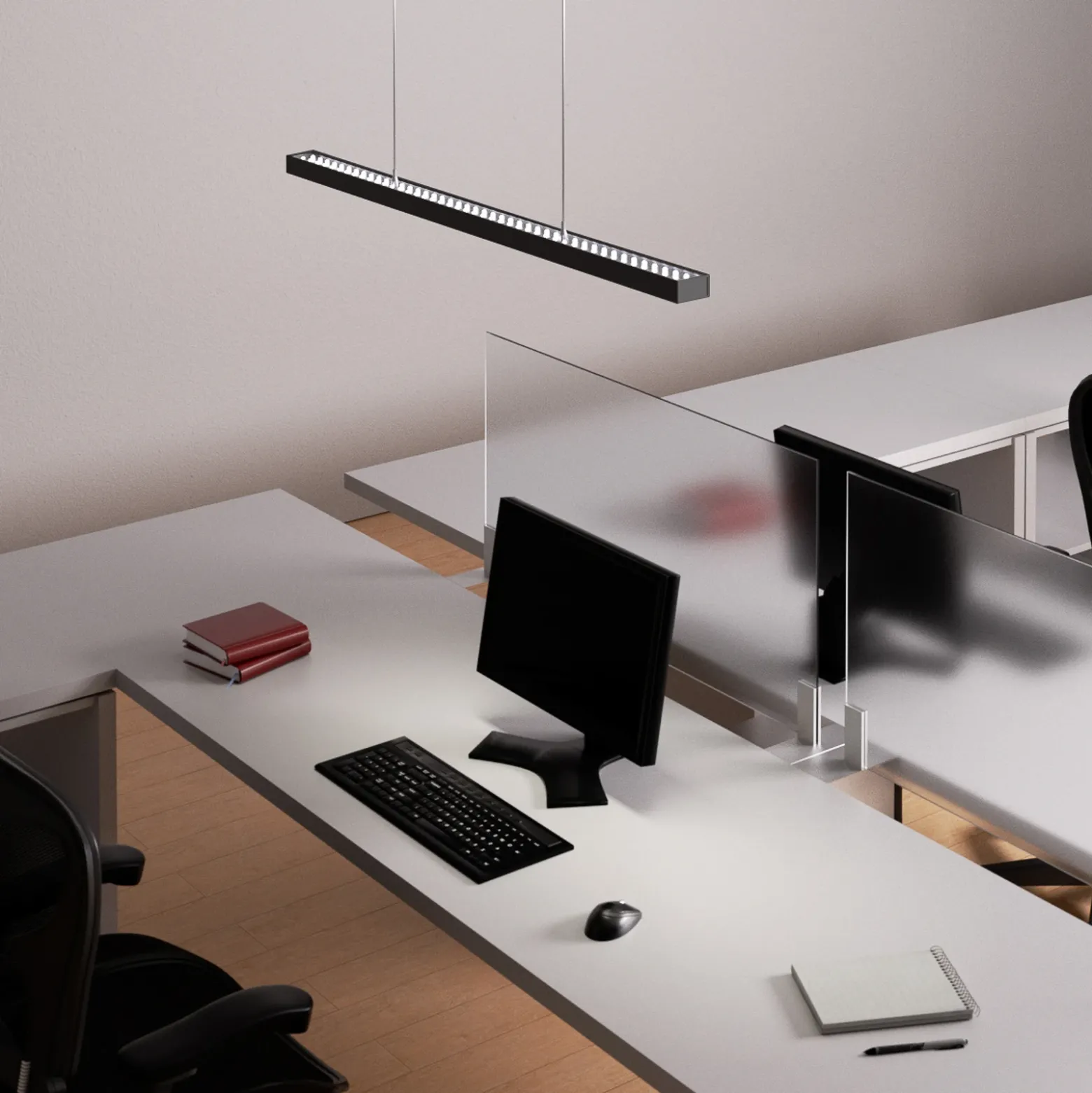 Arcchio lámpara colgante LED de oficina Jolinda, negra, 118cm, arriba/abajo