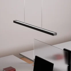 Arcchio lámpara colgante LED de oficina Jolinda, negra, 118cm, arriba/abajo