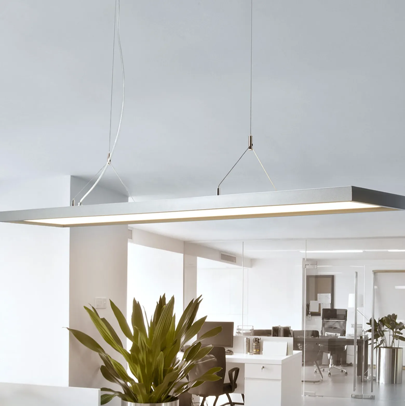 Arcchio lámpara colgante LED Dorean, plata, metal, 120cm