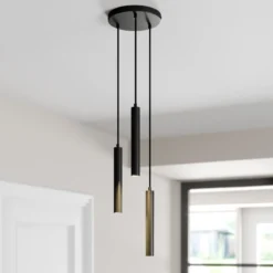 Arcchio Lámpara colgante LED Franka, 3 luces, Ø 24 cm, negra