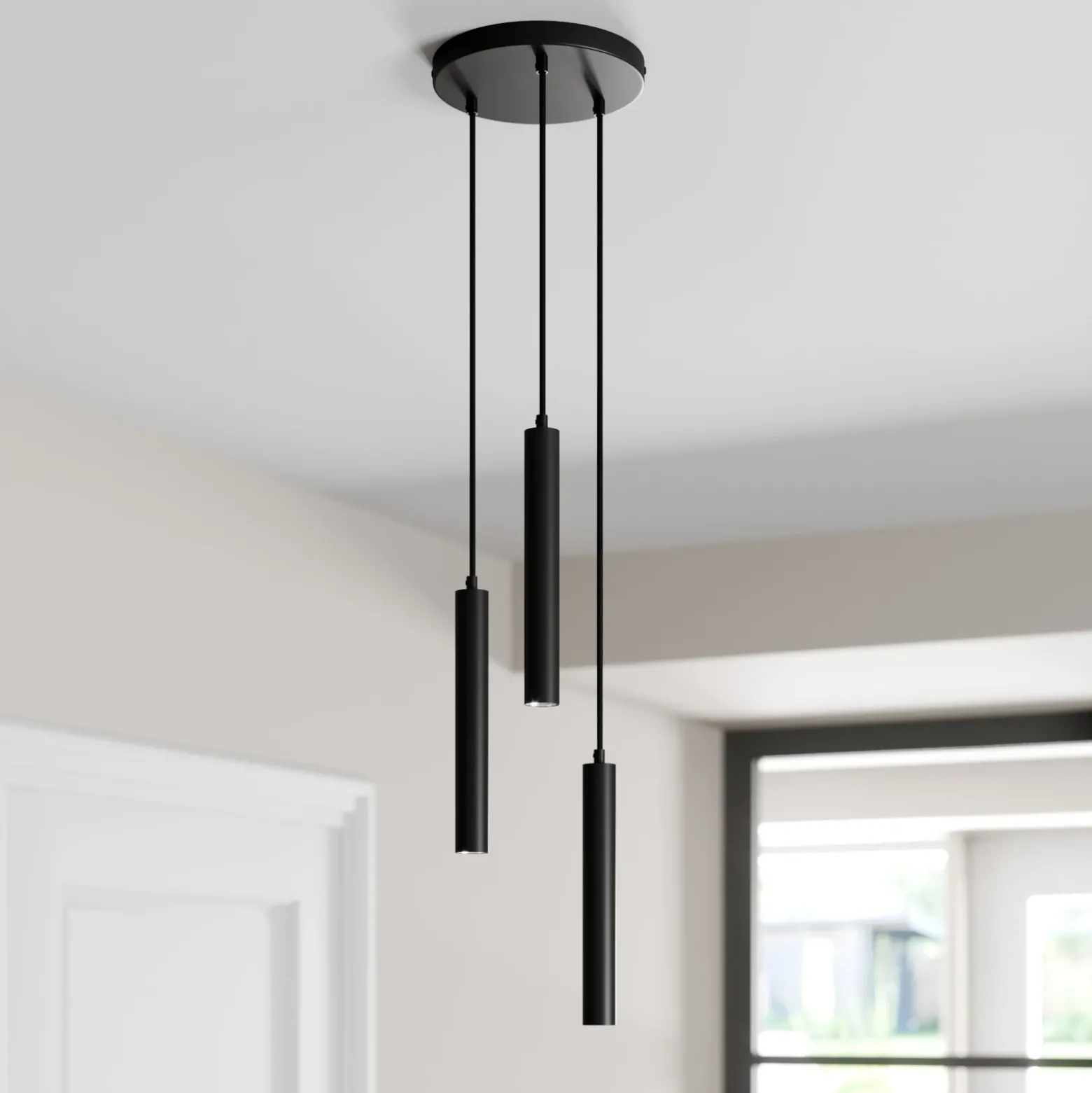 Arcchio Lámpara colgante LED Franka, 3 luces, Ø 24 cm, negra