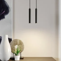 Arcchio lámpara colgante LED Franka, 2 luces, negro, aluminio