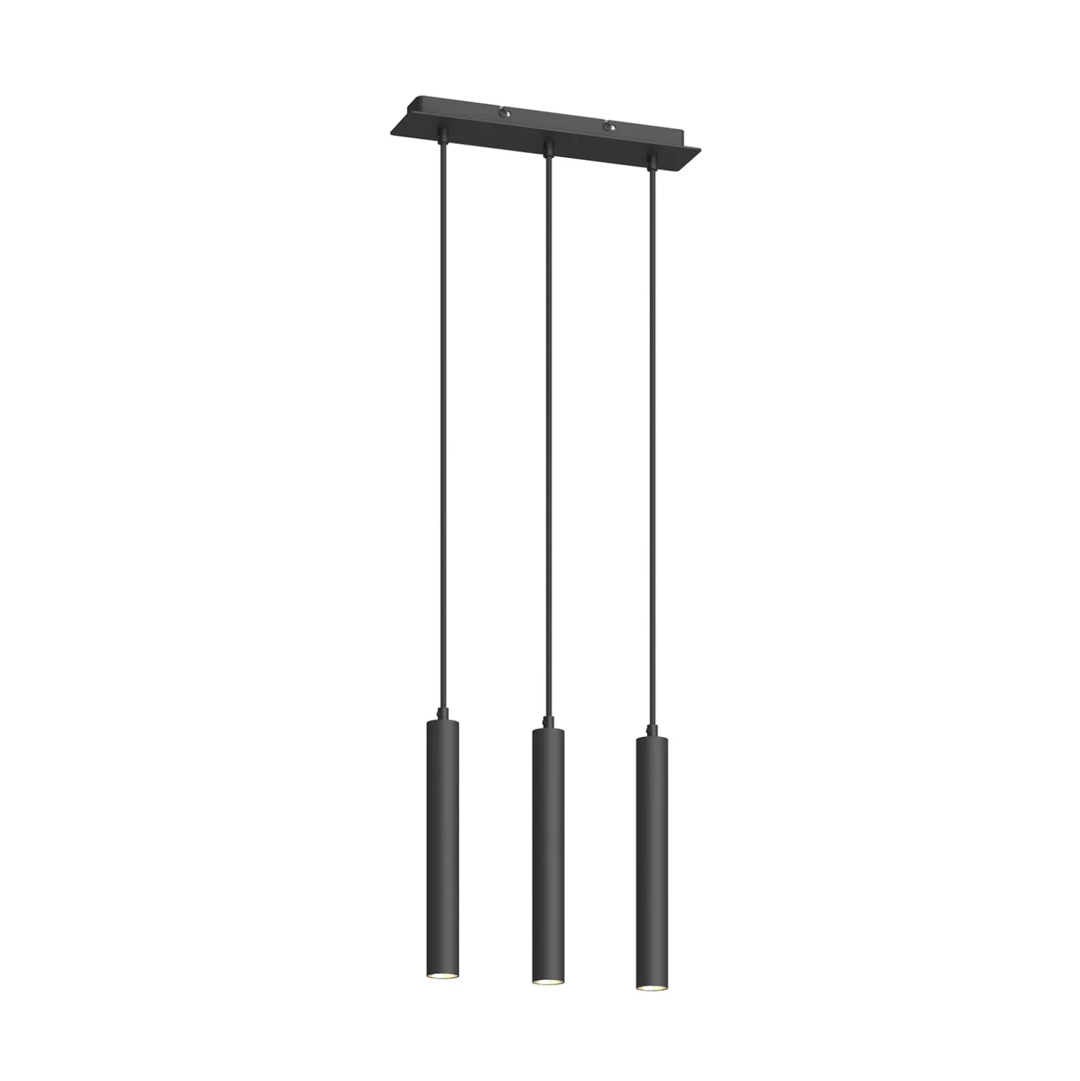 Arcchio Lámpara colgante LED Franka, 3 luces, larga, negra, aluminio