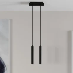 Arcchio lámpara colgante LED Franka, 2 luces, negro, aluminio