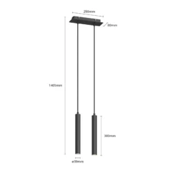 Arcchio lámpara colgante LED Franka, 2 luces, negro, aluminio