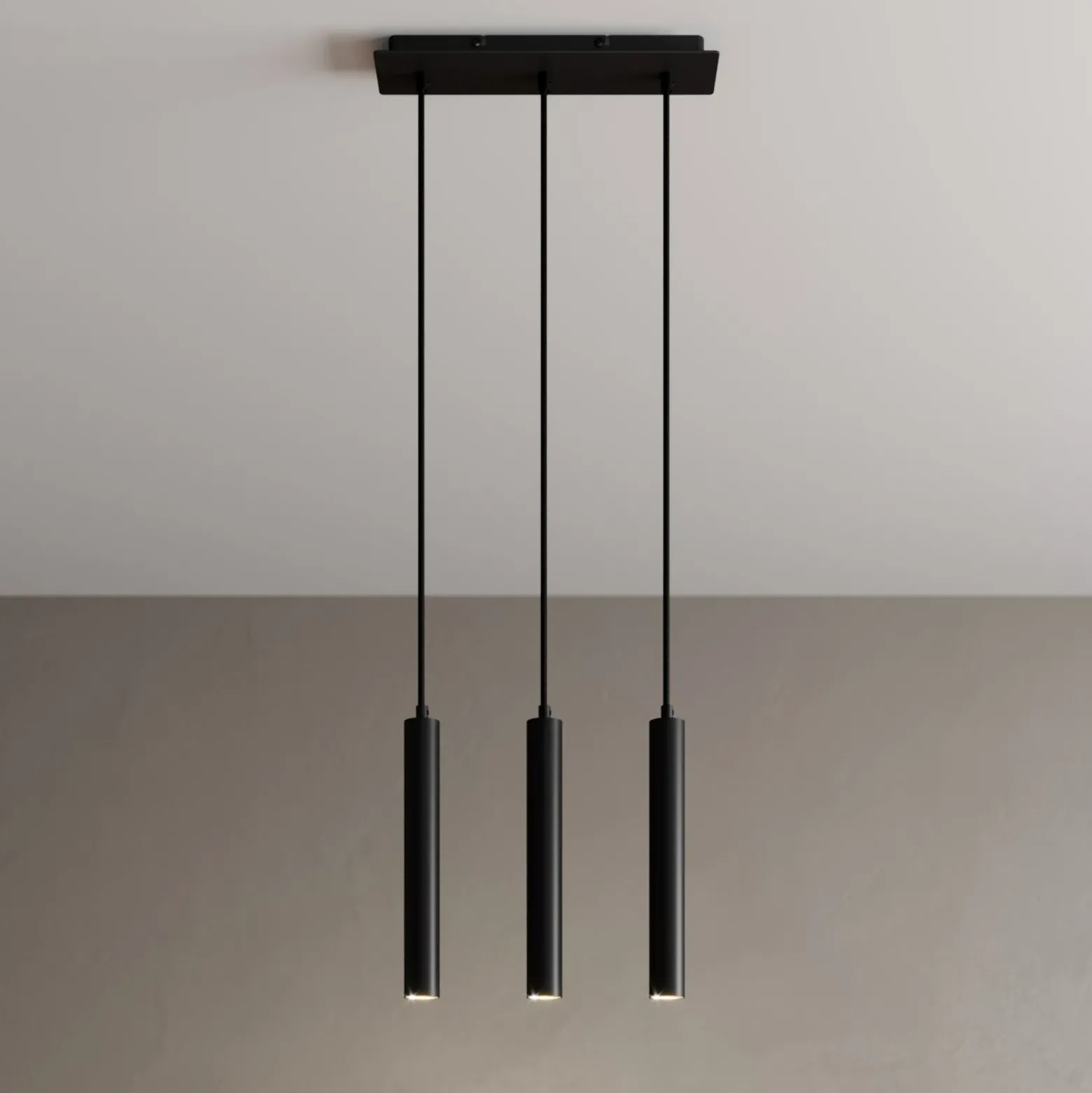 Arcchio Lámpara colgante LED Franka, 3 luces, larga, negra, aluminio