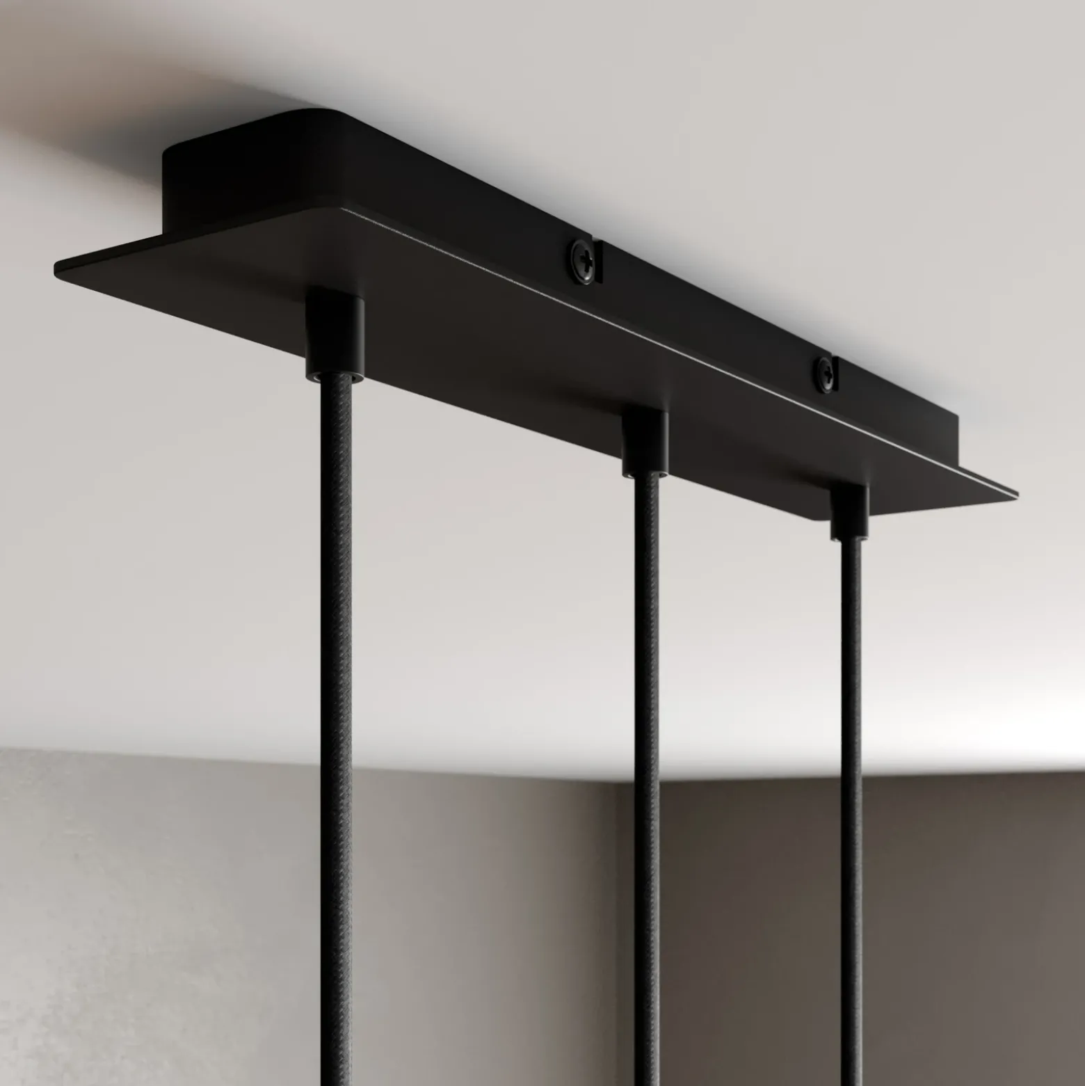 Arcchio Lámpara colgante LED Franka, 3 luces, larga, negra, aluminio