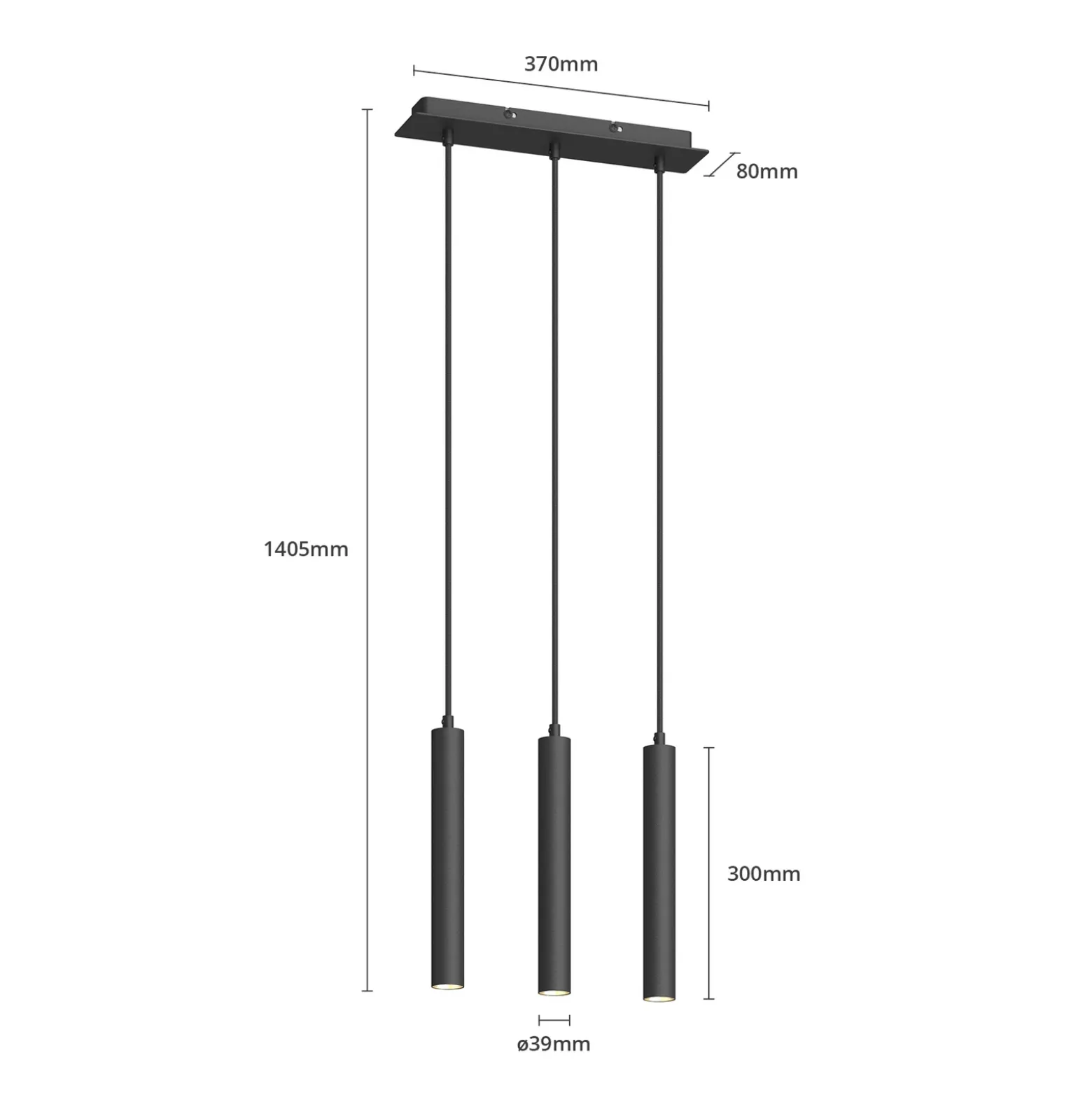 Arcchio Lámpara colgante LED Franka, 3 luces, larga, negra, aluminio