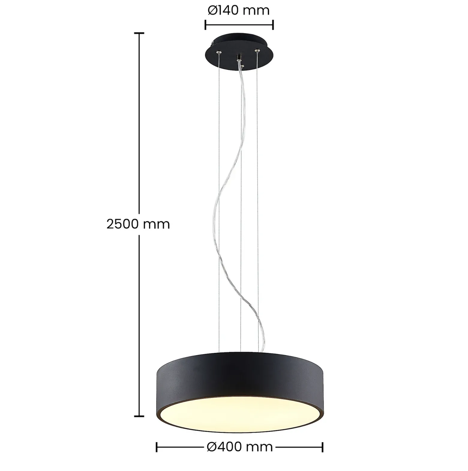 Arcchio lámpara colgante LED Noabelle, negra, 40 cm, metal