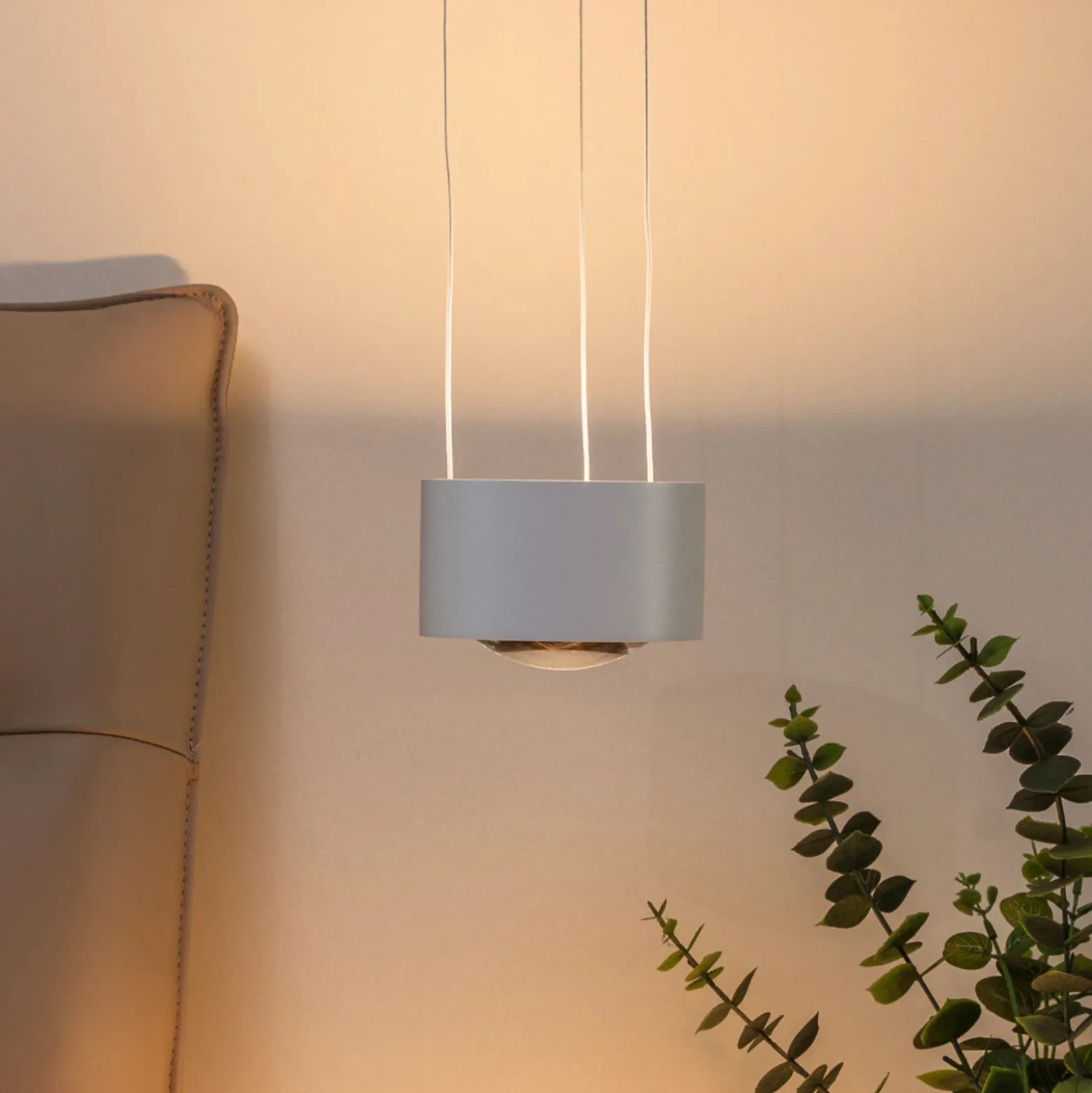 Arcchio Lámpara colgante LED Rotari, lente, arriba/abajo, blanca