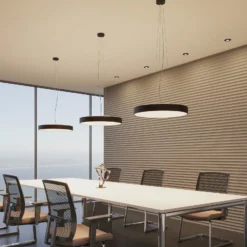 Arcchio lámpara colgante LED Vanida, negro, Ø 60 cm, arriba/abajo