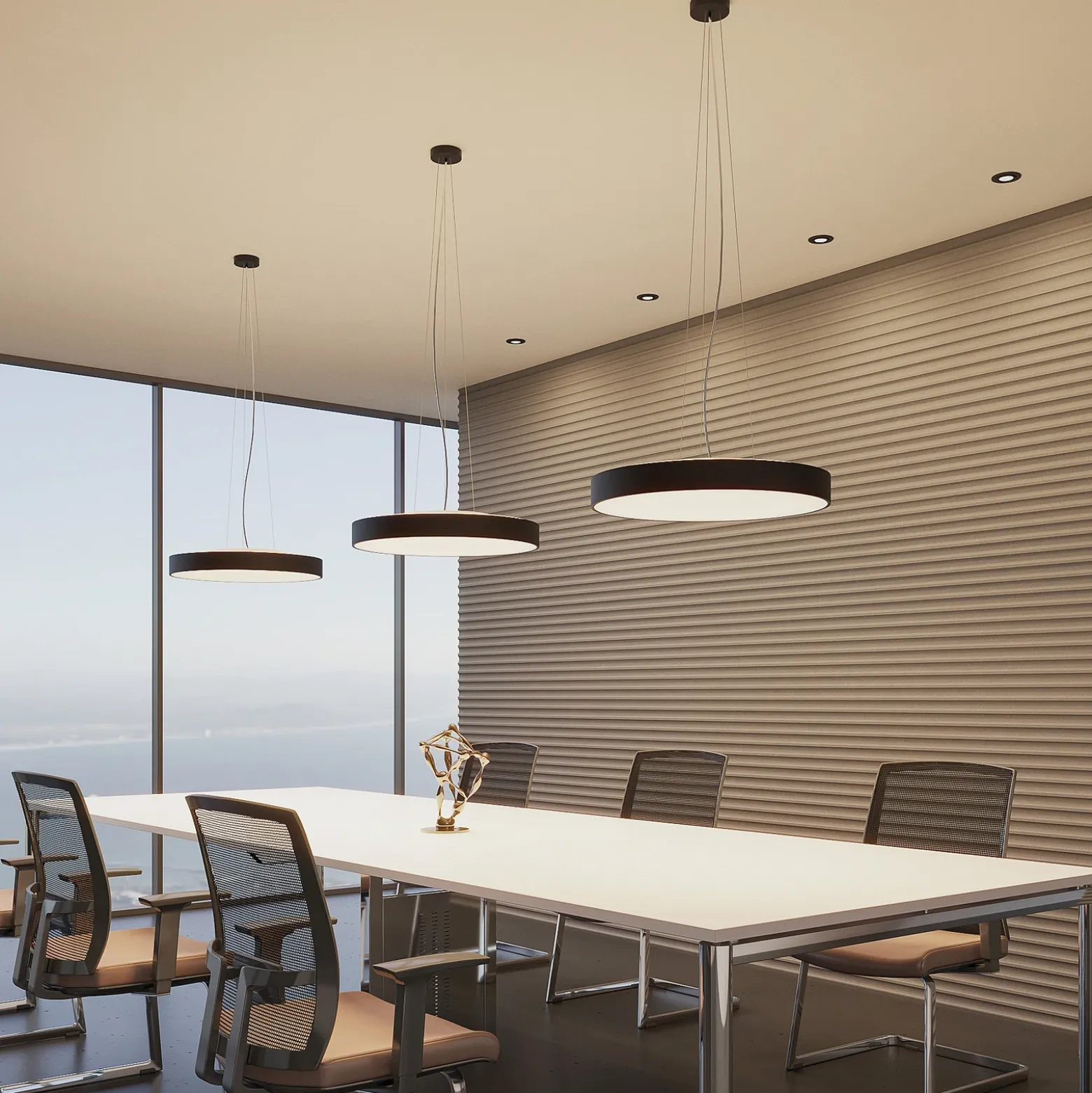 Arcchio lámpara colgante LED Vanida, negro, Ø 60 cm, arriba/abajo