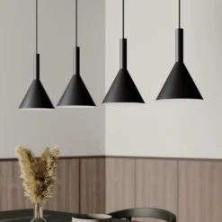 Arcchio Lámpara colgante Tadej, 4 luces, blanco y negro, metal, E27