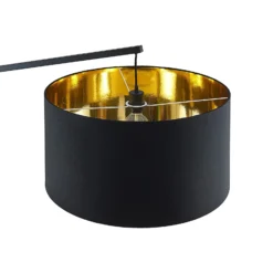 Arcchio lámpara de pie arqueada Mossa, 200 cm, negro-oro, textil