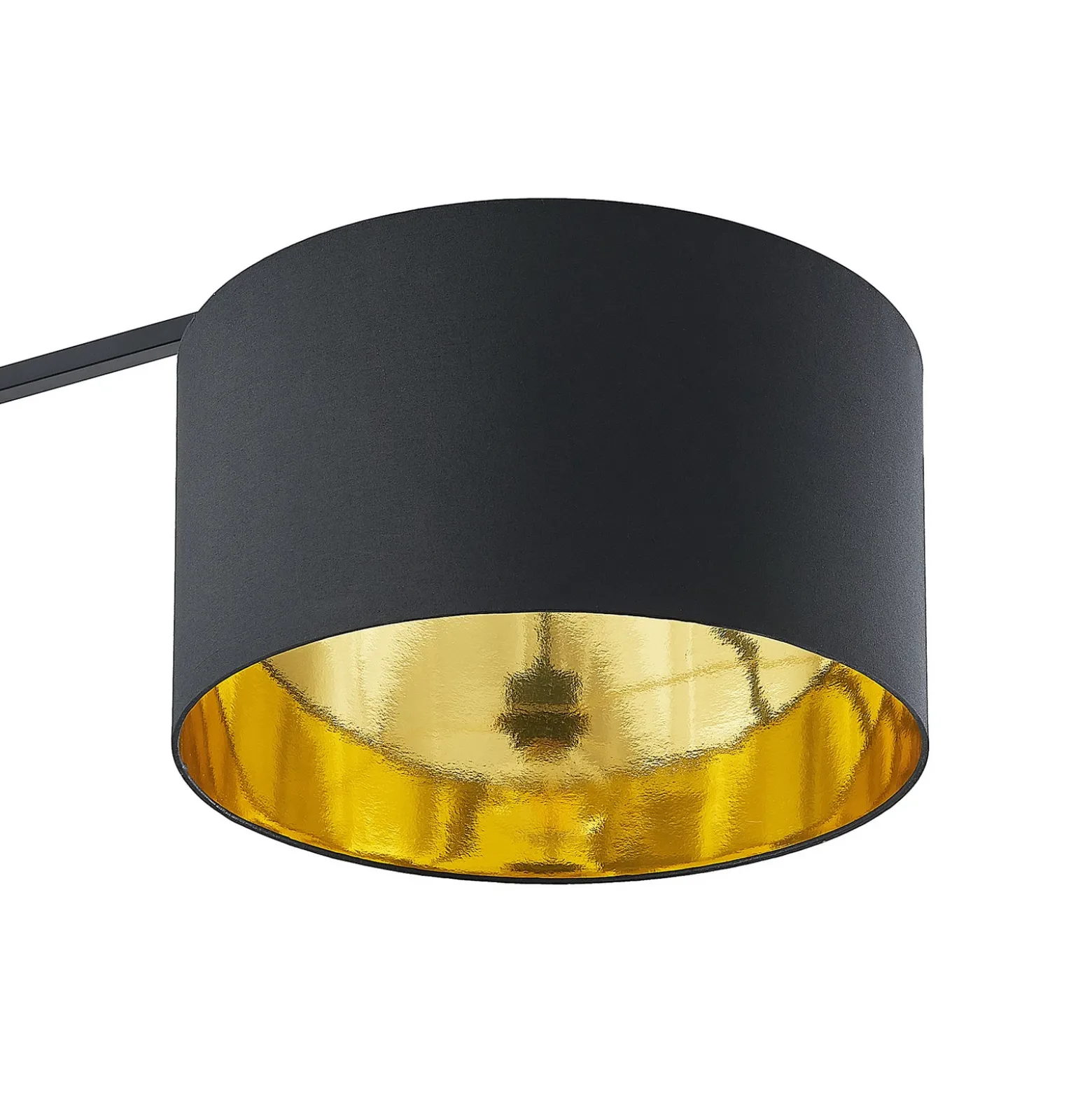 Arcchio lámpara de pie arqueada Mossa, 200 cm, negro-oro, textil