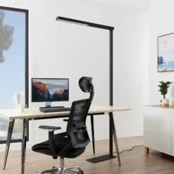 Arcchio lámpara de pie LED para oficina Tamilo, negro, metal, 194cm