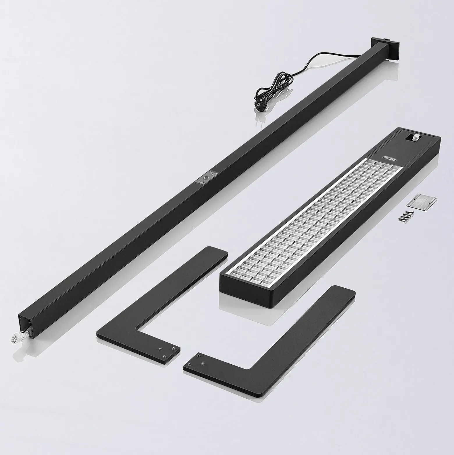 Arcchio lámpara de pie LED para oficina Susi, negra, sensor, regulador táctil